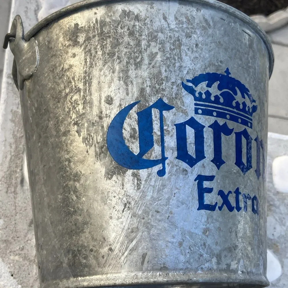 Corona Extra Beer Ice Bucket 5 Qt. Galvanized Metal Party Bucket Vintage